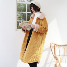 Load image into Gallery viewer, 2019 new Korean version of loose short rabbit fur one thickened cotton-padded jacket women's long wool collar cotton-padded clothes a generation of hair