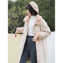 Load image into Gallery viewer, 2019 new Korean version of loose short rabbit fur one thickened cotton-padded jacket women's long wool collar cotton-padded clothes a generation of hair