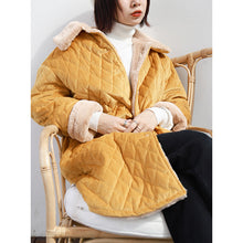 Load image into Gallery viewer, 2019 new Korean version of loose short rabbit fur one thickened cotton-padded jacket women's long wool collar cotton-padded clothes a generation of hair