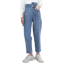 Load image into Gallery viewer, Straight casual pants with high waist and 9 minutes jeans 8572