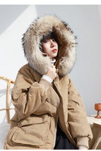 Load image into Gallery viewer, Winter 2018 New Thickened Long Size Knee Down Garment, Big Hair Collar Fox Hair Cap Coat 3053