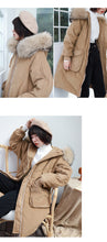Load image into Gallery viewer, Winter 2018 New Thickened Long Size Knee Down Garment, Big Hair Collar Fox Hair Cap Coat 3053