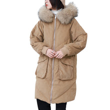 Load image into Gallery viewer, Winter 2018 New Thickened Long Size Knee Down Garment, Big Hair Collar Fox Hair Cap Coat 3053