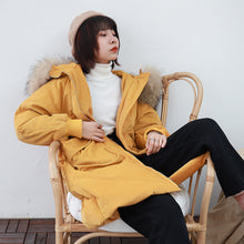 Load image into Gallery viewer, Winter 2018 New Thickened Long Size Knee Down Garment, Big Hair Collar Fox Hair Cap Coat 3053