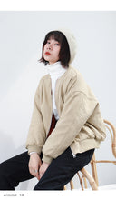 Load image into Gallery viewer, 2018 New Baseball Coat Female Winter Korean Embroidered Short Rabbit Plush Plus Thick Little Jacket 3060