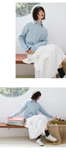 Load image into Gallery viewer, A sweater for women 2018 autumn and winter sable plaid long sleeve sweater fresh lapel sweater women 5173