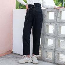 Load image into Gallery viewer, Straight casual pants with high waist and 9 minutes jeans 8572
