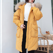Load image into Gallery viewer, Winter 2018 New Thickened Long Size Knee Down Garment, Big Hair Collar Fox Hair Cap Coat 3053