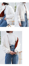 Load image into Gallery viewer, 2018 New Baseball Coat Female Winter Korean Embroidered Short Rabbit Plush Plus Thick Little Jacket 3060