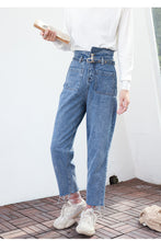 Load image into Gallery viewer, Straight casual pants with high waist and 9 minutes jeans 8572