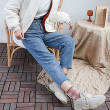 Load image into Gallery viewer, Straight casual pants with high waist and 9 minutes jeans 8572