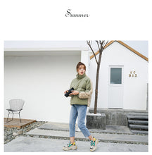 Load image into Gallery viewer, [Clearing the warehouse and killing 69 yuan per second without refund or exchange] Women's warm short cotton jacket 2276 with lamb wool and cotton clothes spliced together