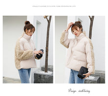 Load image into Gallery viewer, [Clearing the warehouse and killing 69 yuan per second without refund or exchange] Women's warm short cotton jacket 2276 with lamb wool and cotton clothes spliced together