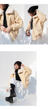 Load image into Gallery viewer, Fall/winter 2018 new short slim cotton-padded clothes loose PU leather student rabbit fur jacket motorcycle jacket 3065