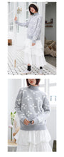 Load image into Gallery viewer, Autumn and winter Korean crew neck macaroon small fresh ins snowflake sweater female pullover long sleeve loose knit 5172
