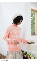 Load image into Gallery viewer, Autumn and winter Korean crew neck macaroon small fresh ins snowflake sweater female pullover long sleeve loose knit 5172