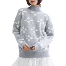 Load image into Gallery viewer, Autumn and winter Korean crew neck macaroon small fresh ins snowflake sweater female pullover long sleeve loose knit 5172