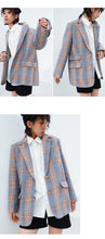 Load image into Gallery viewer, Plaid coat coat women 2018 fall/winter Korean version of short retro Joker lapel tweed coat suit 3063