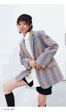 Load image into Gallery viewer, Plaid coat coat women 2018 fall/winter Korean version of short retro Joker lapel tweed coat suit 3063