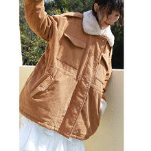Load image into Gallery viewer, Corduroy jacket, rabbit hair collar, thicker cotton overcoat 3051