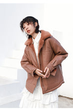 Load image into Gallery viewer, Leather women's short 2018 winter wild loose velvet mink coat motorcycle jacket 3071