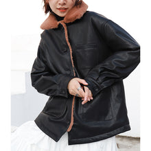 Load image into Gallery viewer, Leather women's short 2018 winter wild loose velvet mink coat motorcycle jacket 3071