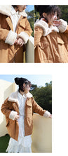 Load image into Gallery viewer, Corduroy jacket, rabbit hair collar, thicker cotton overcoat 3051
