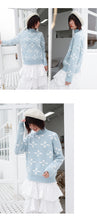 Load image into Gallery viewer, Autumn and winter Korean crew neck macaroon small fresh ins snowflake sweater female pullover long sleeve loose knit 5172