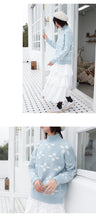 Load image into Gallery viewer, Autumn and winter Korean crew neck macaroon small fresh ins snowflake sweater female pullover long sleeve loose knit 5172