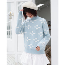 Load image into Gallery viewer, Autumn and winter Korean crew neck macaroon small fresh ins snowflake sweater female pullover long sleeve loose knit 5172