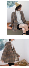 Load image into Gallery viewer, Plaid coat coat women 2018 fall/winter Korean version of short retro Joker lapel tweed coat suit 3063