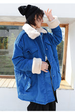 Load image into Gallery viewer, Corduroy jacket, rabbit hair collar, thicker cotton overcoat 3051