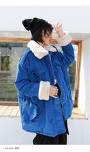 Load image into Gallery viewer, Corduroy jacket, rabbit hair collar, thicker cotton overcoat 3051