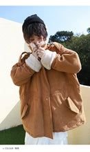Load image into Gallery viewer, Corduroy jacket, rabbit hair collar, thicker cotton overcoat 3051