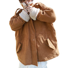 Load image into Gallery viewer, Corduroy jacket, rabbit hair collar, thicker cotton overcoat 3051