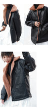 Load image into Gallery viewer, Leather women's short 2018 winter wild loose velvet mink coat motorcycle jacket 3071