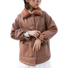 Load image into Gallery viewer, Leather women's short 2018 winter wild loose velvet mink coat motorcycle jacket 3071