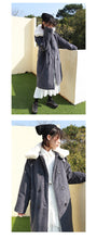 Load image into Gallery viewer, Corduroy jacket, rabbit hair collar, long cotton dress, woman 3068