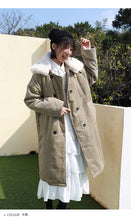 Load image into Gallery viewer, Corduroy jacket, rabbit hair collar, long cotton dress, woman 3068