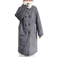 Load image into Gallery viewer, Corduroy jacket, rabbit hair collar, long cotton dress, woman 3068