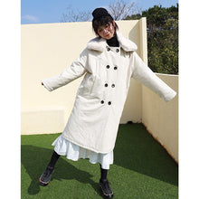 Load image into Gallery viewer, Corduroy jacket, rabbit hair collar, long cotton dress, woman 3068
