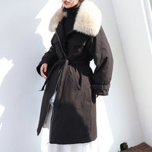 Load image into Gallery viewer, In the winter of 2018, the new Korean version of fur collar hooded down jacket women thickened white duck down long down jacket women 3038