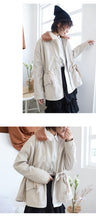 Load image into Gallery viewer, [clearance second kills 218] Korean version of wool collar plus plush women's leather jacket loose rope jacket PU leather jacket 3070