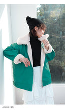 Load image into Gallery viewer, "Clearance seconds kill" winter fur collar locomotive clothing plus velvet women's jacket coat loose leather women 3069