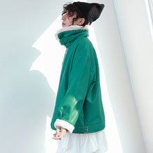Load image into Gallery viewer, "Clearance seconds kill" winter fur collar locomotive clothing plus velvet women's jacket coat loose leather women 3069