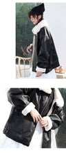 Load image into Gallery viewer, "Clearance seconds kill" winter fur collar locomotive clothing plus velvet women's jacket coat loose leather women 3069