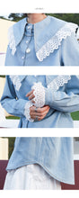 Load image into Gallery viewer, 2019 Korean women's retro doll collar shirt women Joker long sleeve fresh art denim shirt women 8052