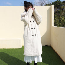 Load image into Gallery viewer, Corduroy jacket, rabbit hair collar, long cotton dress, woman 3068
