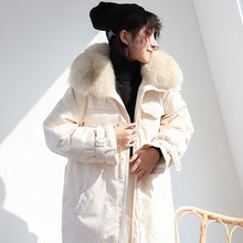 Load image into Gallery viewer, In the winter of 2018, the new Korean version of fur collar hooded down jacket women thickened white duck down long down jacket women 3038