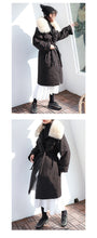 Load image into Gallery viewer, In the winter of 2018, the new Korean version of fur collar hooded down jacket women thickened white duck down long down jacket women 3038